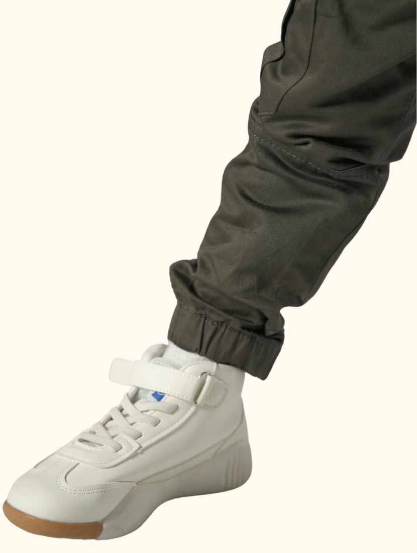 Olive Green Cargo Joggers for Kids