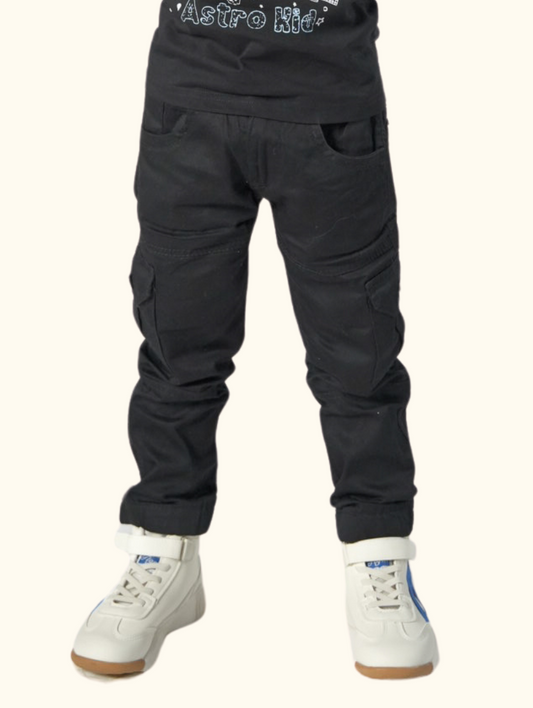 Black Cargo Joggers for Kids