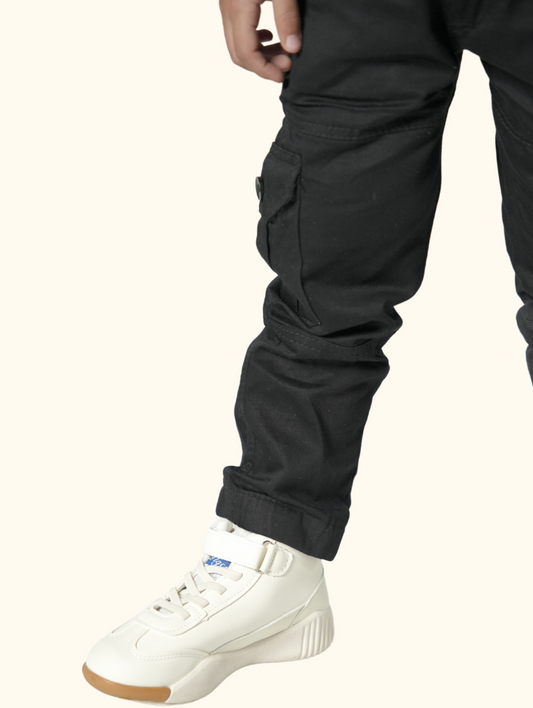 Black Cargo Joggers for Kids