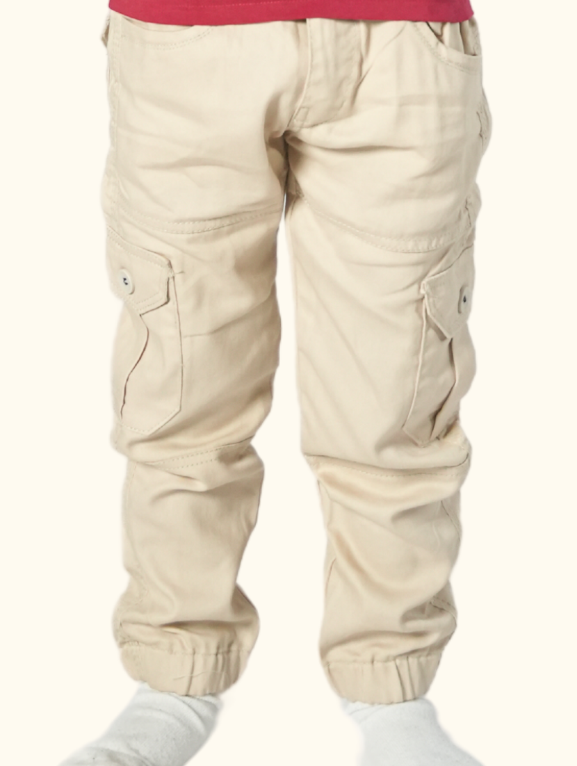 Beige Cargo Joggers for Kids