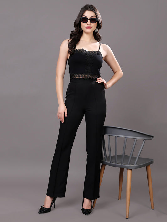 Black Slim-Fit Tailored Trousers