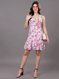 Pink Floral Ruffle Mini Dress