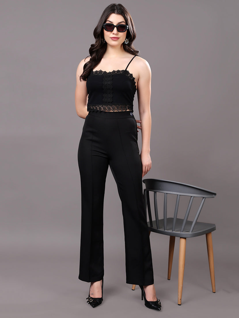 Black Slim-Fit Tailored Trousers