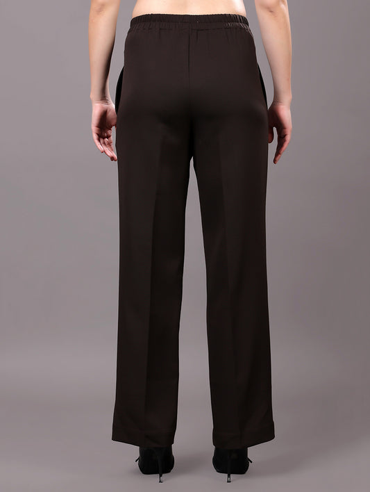 Dark Brown High-Waisted Wide-Leg Trousers