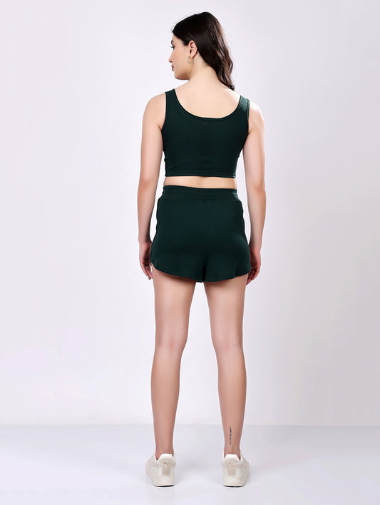 Dark Green Ribbed Co-ord Set