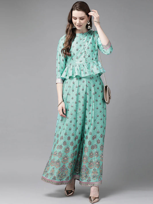 women green printed co-ord set