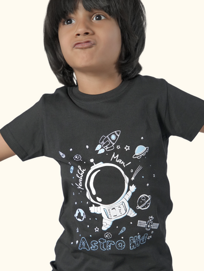 Astro Kid Black Printed T-Shirt