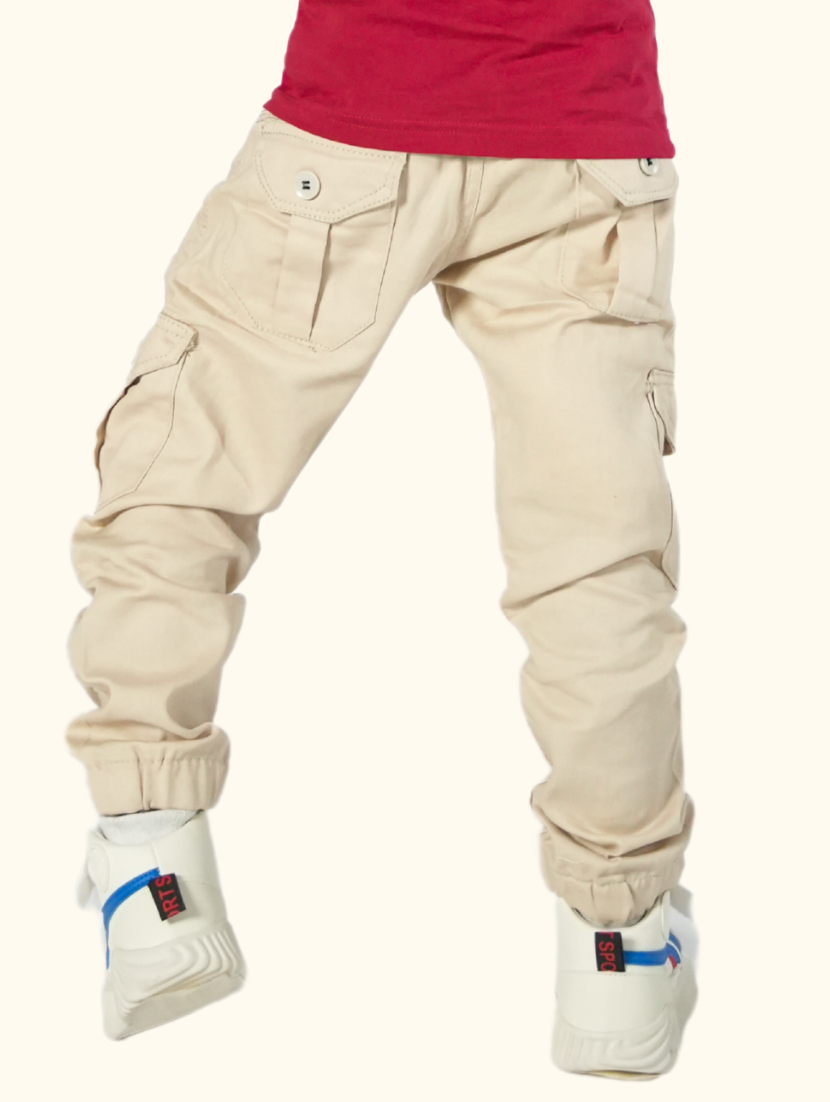 Beige Cargo Joggers for Kids