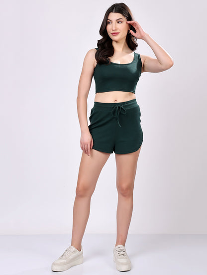Dark Green Ribbed Co-ord Set