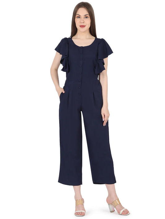 tie back solid full length jumpsuit