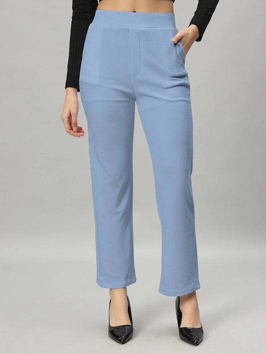 women mid-rise solid flat front trouser