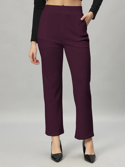 solid purple flat front trouser