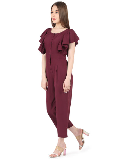 tie back solid full length jumpsuit