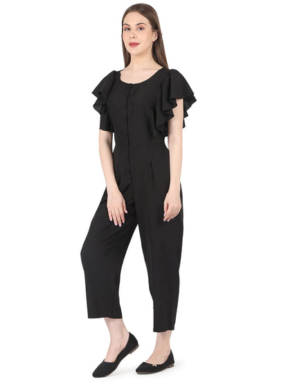 tie back solid full length jumpsuit