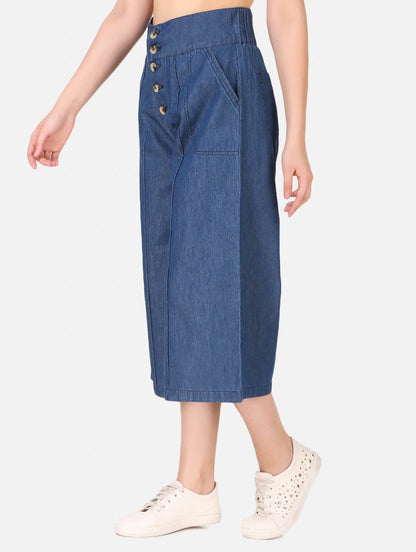 women mid rise solid culottes