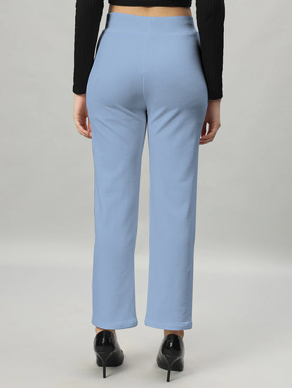 women mid-rise solid flat front trouser