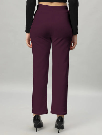 solid purple flat front trouser